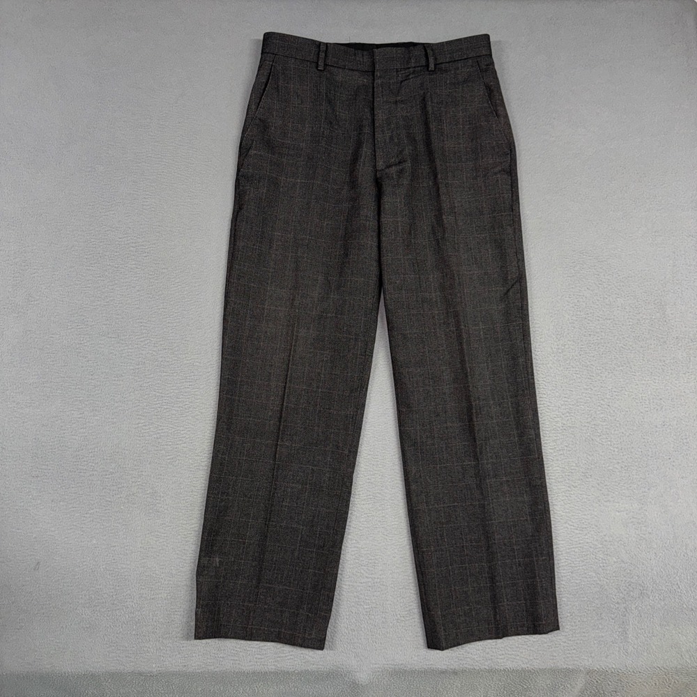 Banana Republic Pants Mens 34x34 (Fits 34x32) Gray Check Plaid Wool Blend Dress